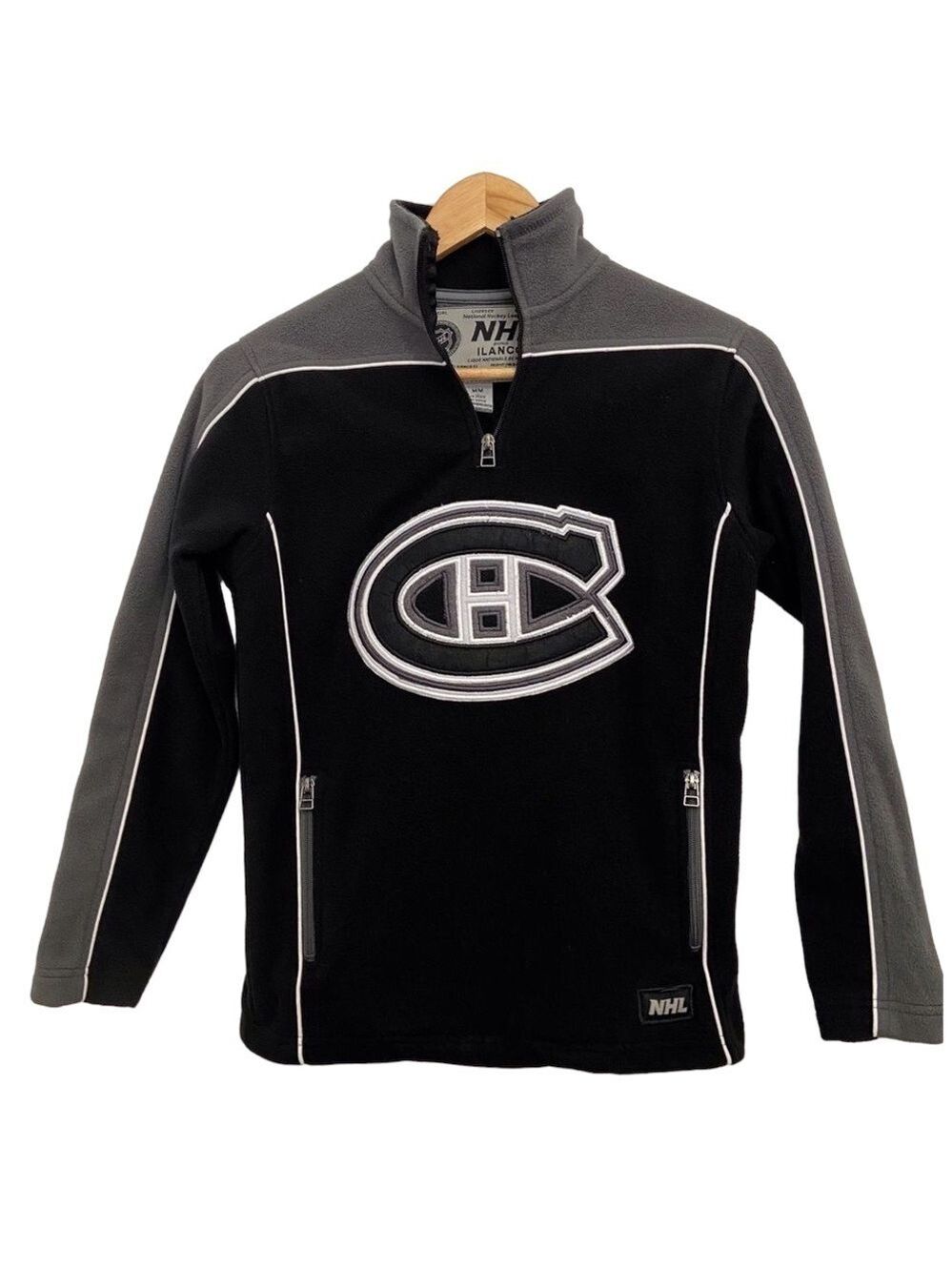 Nhl Les Canadiens CH hockey kids fleece medium Official Hockey league black grey
